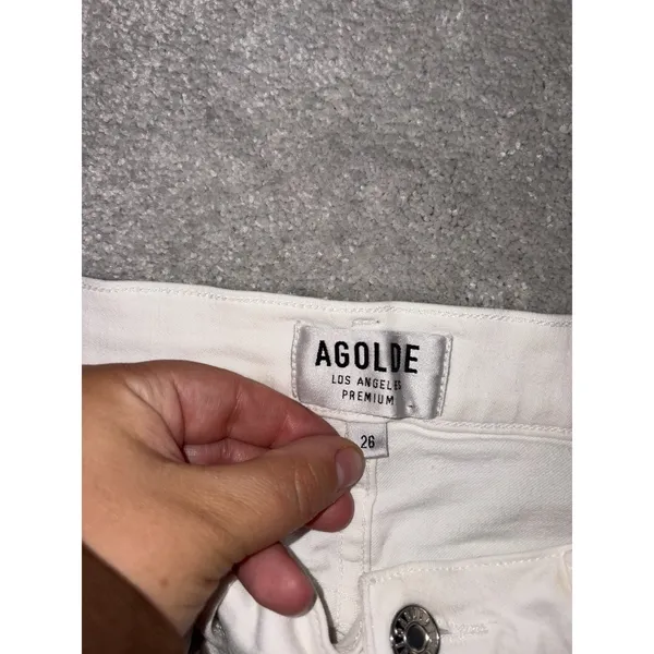 Agolde Sophie Crop Jeans Size 26 White Skinny Distressed - Image 2
