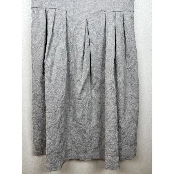 Adrianna Papell Cocktail Dress Womens 6 Silver Beaded Pearl‎ Floral Textured - Image 9