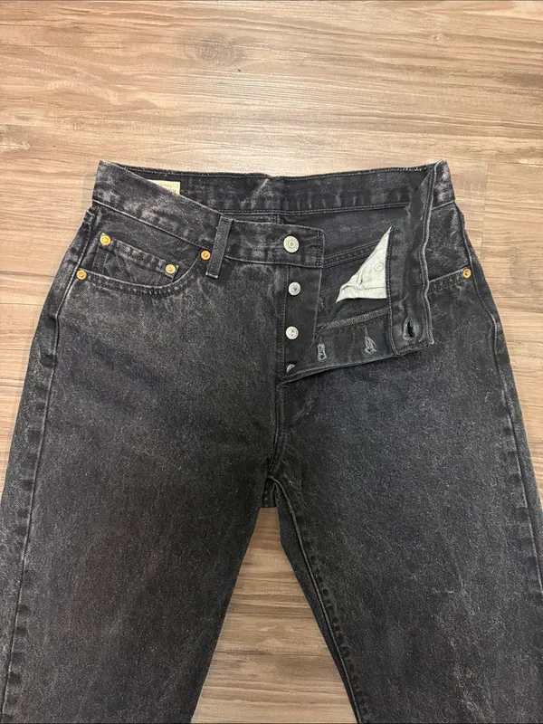Levi's Premium 501 90s Jeans 28 Fits 29x28 Static Black Noise Grunge $98 - Image 4