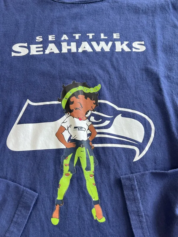 Seattle Seahawks Long Sleeve Night Gown Women Blue Graphic NFL Football - Image 2