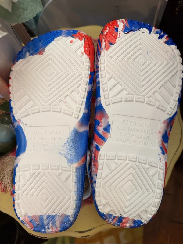 🇺🇸🇺🇸🇺🇸3 for 12$🇺🇸🇺🇸🇺🇸Tie-Dye Blue & Red Clog Shoes with Star Charms-9 - Image 5