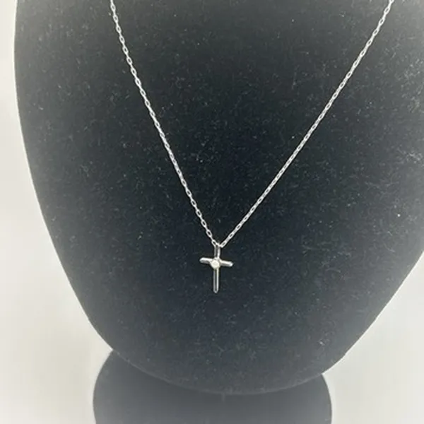 Dainty Vintage Cross Pendant Necklace Real Silver Stainless Steel Plated Womens - Image 2