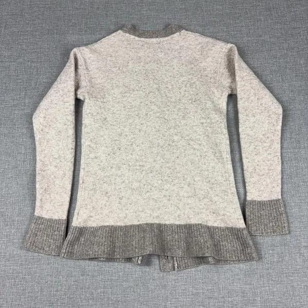 Athleta Cardigan Womens XS Petite Beige Wool Blend Westlake V Neck Button‎ Rib - Image 9
