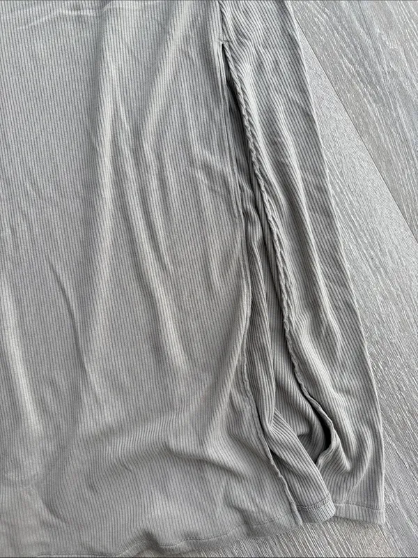 Aritzia Wilfred Neutral Midi Ribbed Dress with Side Slit - Image 3
