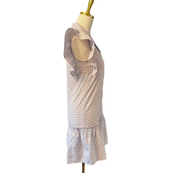 The Shirt by Rochelle Behrens Hillary Dress XS Pastel Gingham Ruffle Sleeve - Image 4