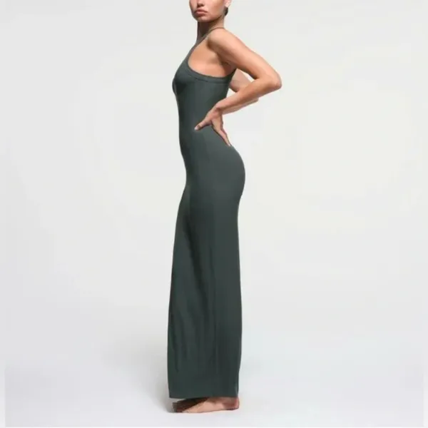 Skims Nwt Soft Lounge High Neck Tank Dress - Deep Sea Xxs ( Sold Out) - Image 3