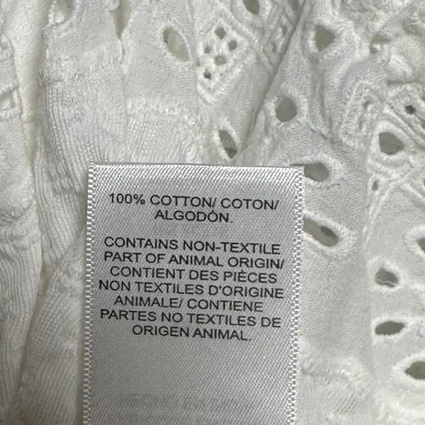 Lucky Brand White Eyelet Crop Top Button Front Square Neck Women's‎ Size L - Image 4