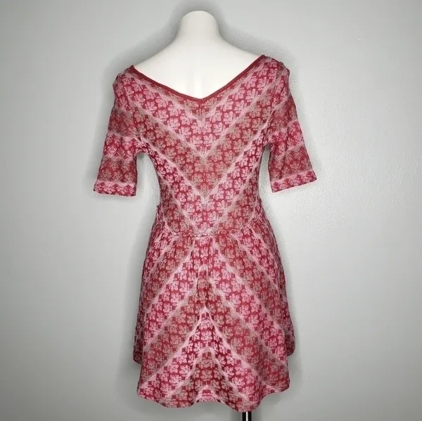 Free People Medium Pink Floral Babydoll Mini Dress Flowy Boho Print NWT - Image 4