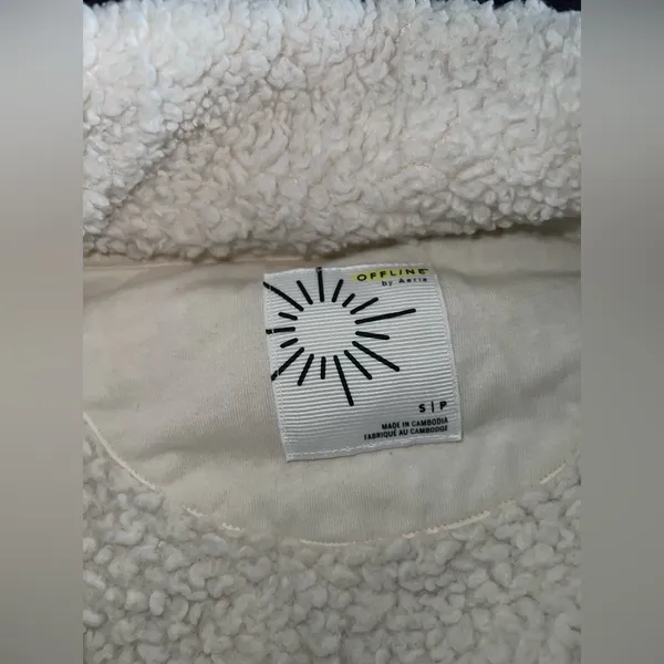 Aerie Offline Fluffy Sherpa Quarter Zip Sweatshirt in Toasted Coconut Size Small - Image 9