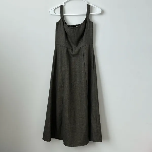 Reformation Stratford Wool Blend Midi Dress in Black Check Size: 4 - Image 2
