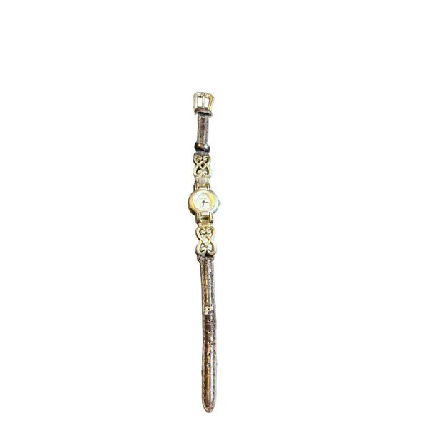 Vintage Geneva Women's Gold Watch With Intricate Band - Stainless Steel Back Lea - Image 6