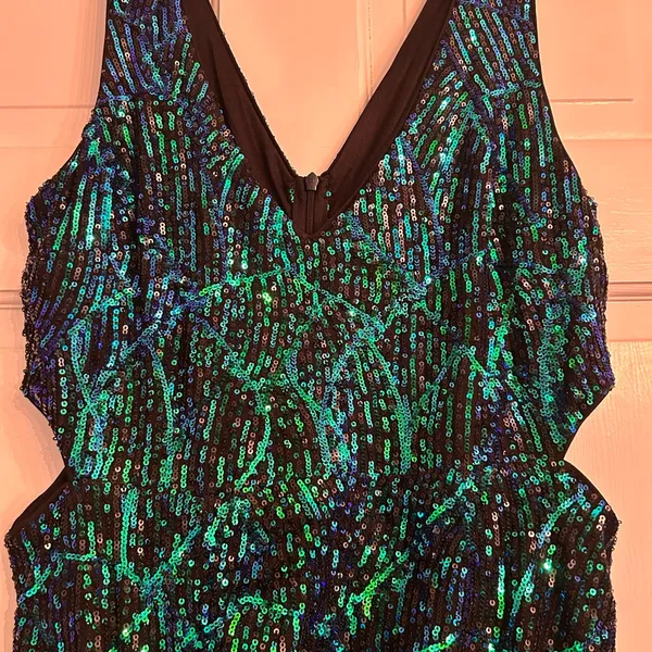 Sequin Dress with black, Green and Blue Pattern- xl nwot - Image 2