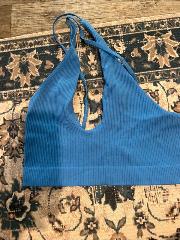 Free people intimately seamless Blue Ribbed Halter Crop Top - Image 5