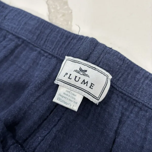 Petite Plume Pants Womens Size Large Navy Gauze Drawstring Cotton - Image 4