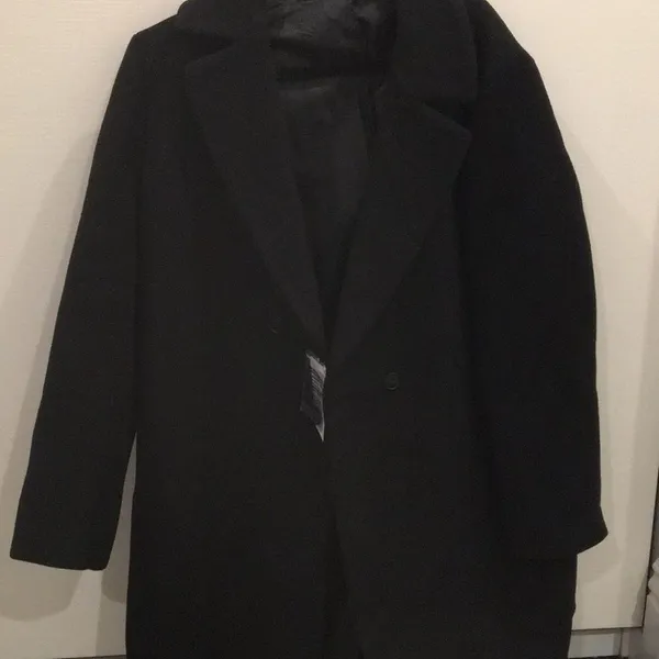 Uniqlo NWT new black wool blend tailored coat medium - Image 3