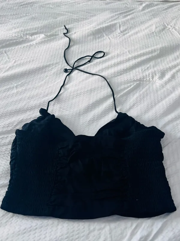 Zara Black Satin Ruched Halter Corset Top Size S Y2K Going Out - Image 5