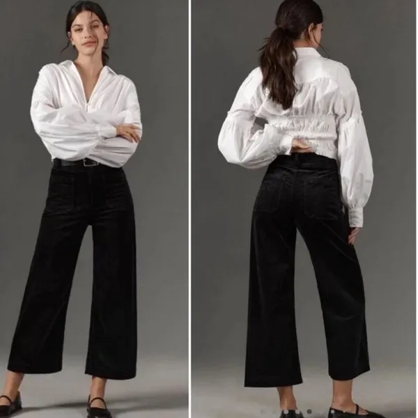 MAEVE ANTHROPOLOGIE Black‎ Corduroy The Colette Pants Size 30 - Image 2