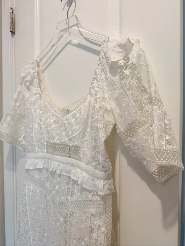 FOR LOVE AND LEMONS Amandine Mini‎ Dress Embroidered White Ivory Lace size XS - Image 7