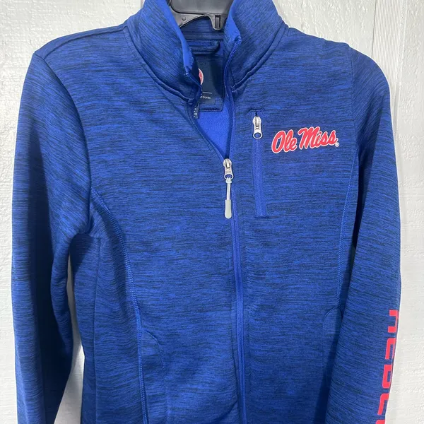 G lll Carl Banks Ole Miss Zip Up Blue Jacket Size Small EUC - Image 3