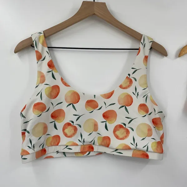 Current Tyed 2 Piece Swimsuit Bikini High Waisted Peaches Print White Womens XL - Image 3