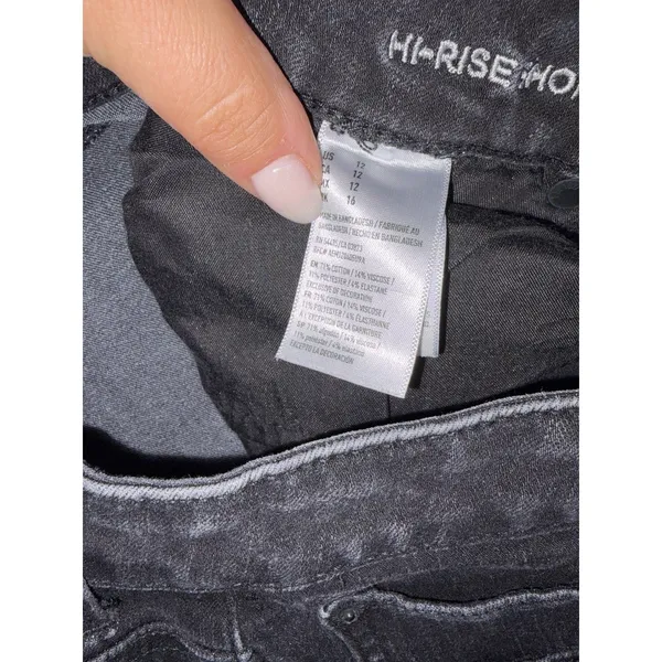 american eagle hi‎ rise shortie black shorts size 12 AEO denim x4 - Image 4