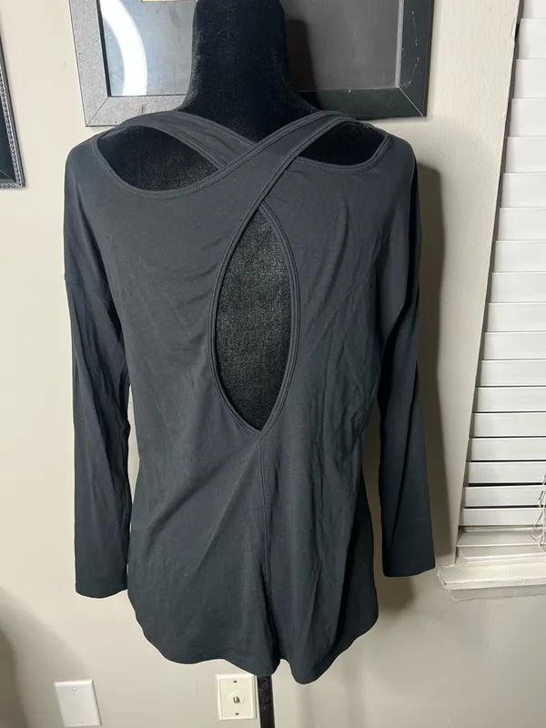 Lululemon Back into it‎ long sleeve shirt pima cotton black 8 - Image 6