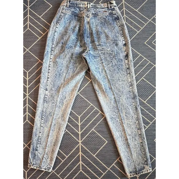 Vintage CHIC Acid Wash Pleated Jeans High Rise Tapered 80s Indie Streetwear USA - Image 10