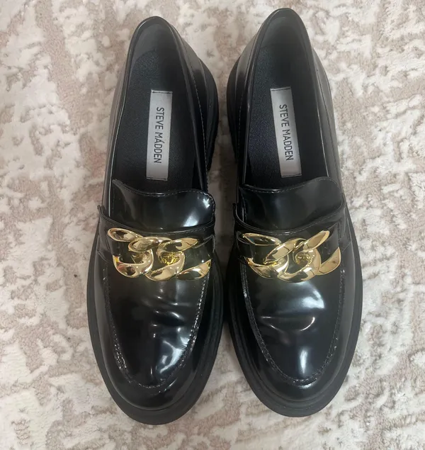 Steve Madden Gold Chain Lug Sole Loafers - Image 3