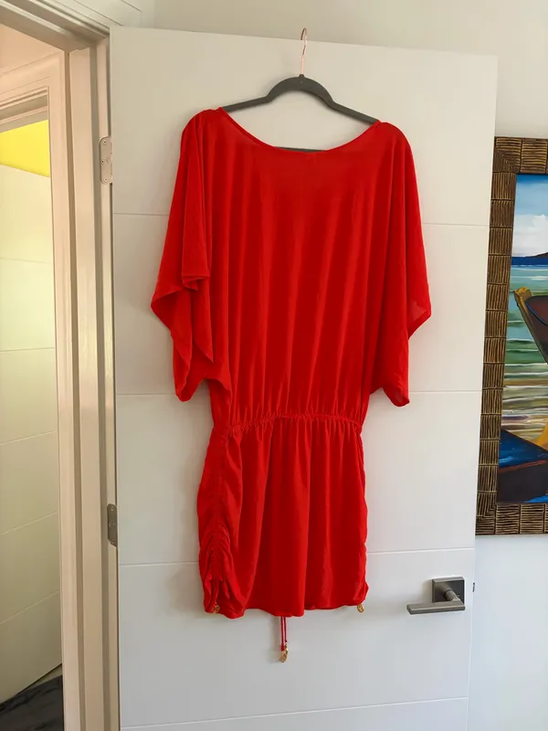 Luli Fama Bright Red Beach Dress/Coverup - Image 4