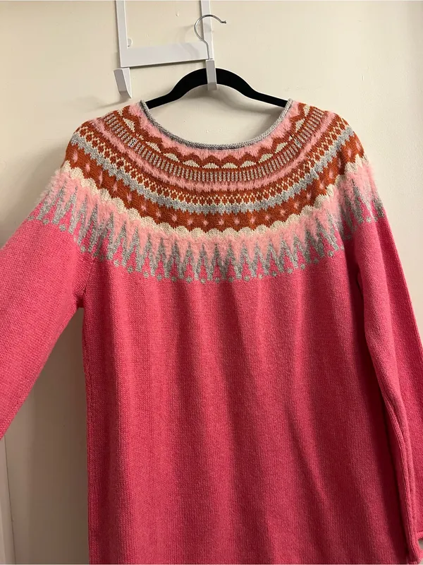 Sundance Pink Fair Isle Sweater Size Large - Image 6