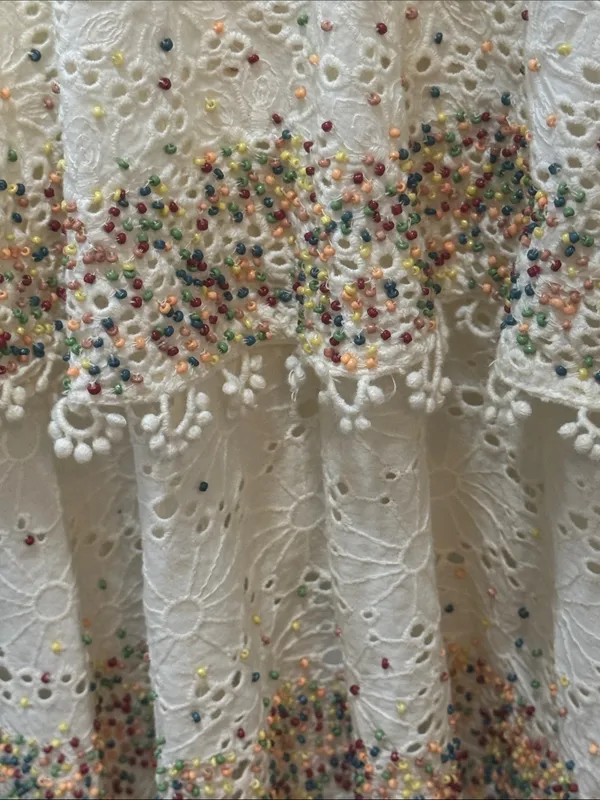 Farm Rio Cotton Beaded Eyelet Mini Dress Size small - Image 8