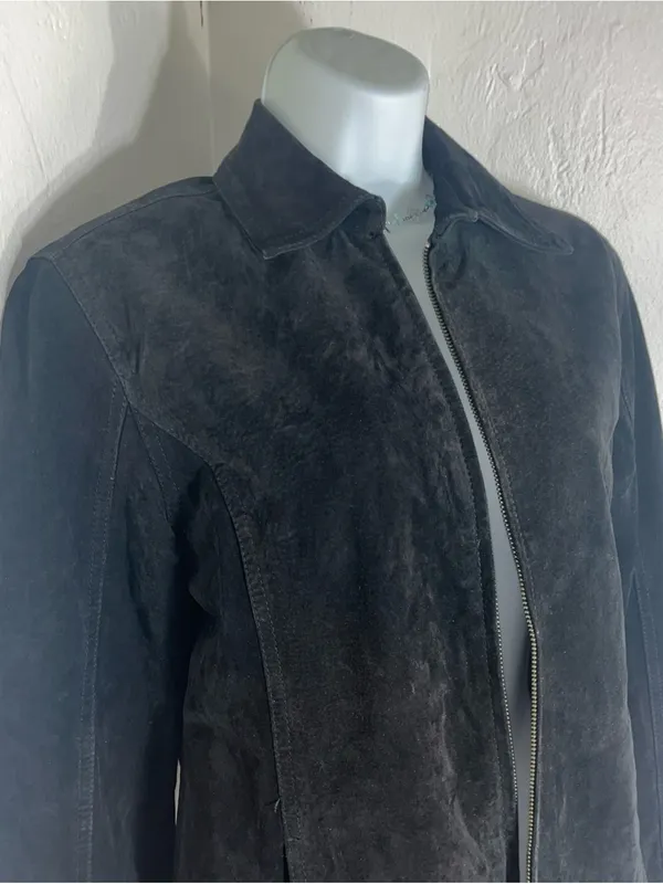Chico's Black Suede Zip Front Jacket - Image 4