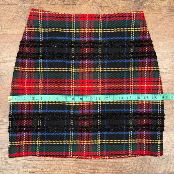 J. Crew Tartan Plaid Wool Blend Tweed Mini Skirt with Black Glitter Accemts - Image 11