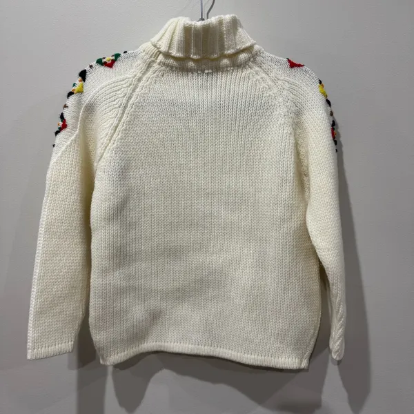 American Vintage Vtg 70's Crewel Embroidered Knit Sweater Dayne Taylor White Turtleneck,‎ Small - Image 5