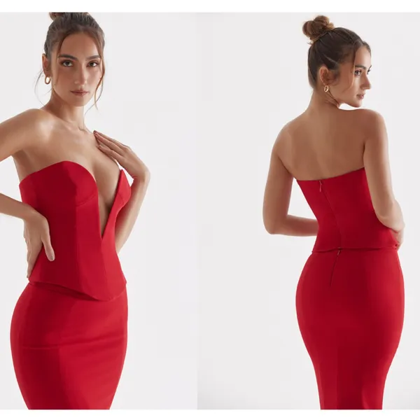 HOUSE OF CB‎ 'Lydia' Red Rose Plunge Corset NWOT size L D- DD - Image 9