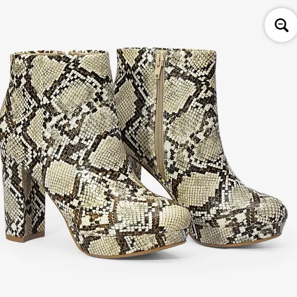 Dream Paris STOMP AAVETE Slip On Ankle Boots Chunky Heel Side Zipper Snake print - Image 3