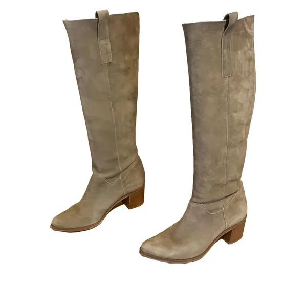 Steven By Steve Madden Taupe Brown Suede Heeled Calf High Boots (7) - Image 7
