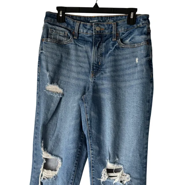 Old Navy High Waisted O G Loose Jeans Light Wash Distressed‎ Size 10 - Image 2