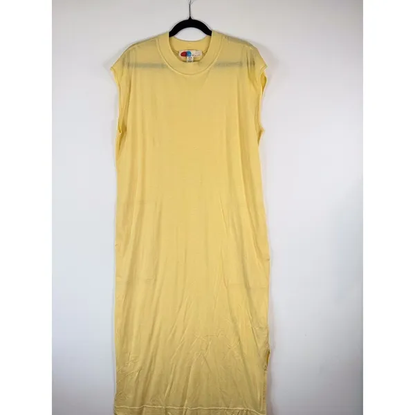 Free People FP Beach Womens Dress Yellow All Day Long Midi T Shirt Slit Medium - Image 6