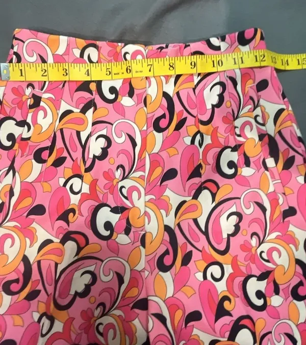 Zara Paisley and Floral 70s Style Dress Pants Pink Orange White Black Size XS - Image 6