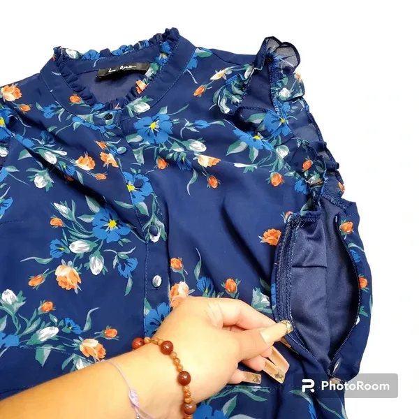 Lulu's‎ Blue Floral Mock Neck Dress - Image 6