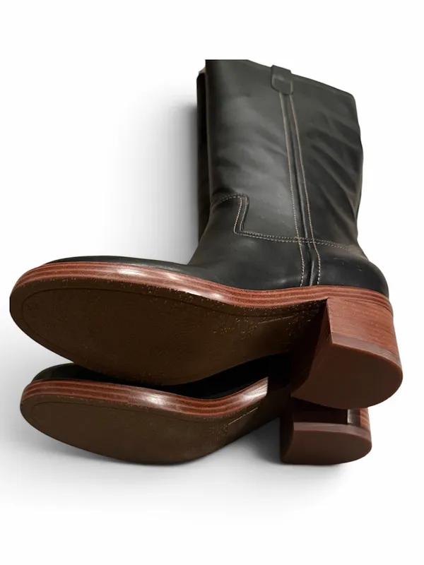 Nine West Hecee Block Heel Tailored Leather Boots in Black, Size 8, NEW $229 - Image 4