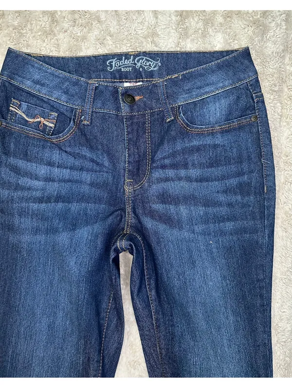 Faded Glory dark wash mid-rise bootcut stretch denim jeans Size 6 Western cowboy - Image 2