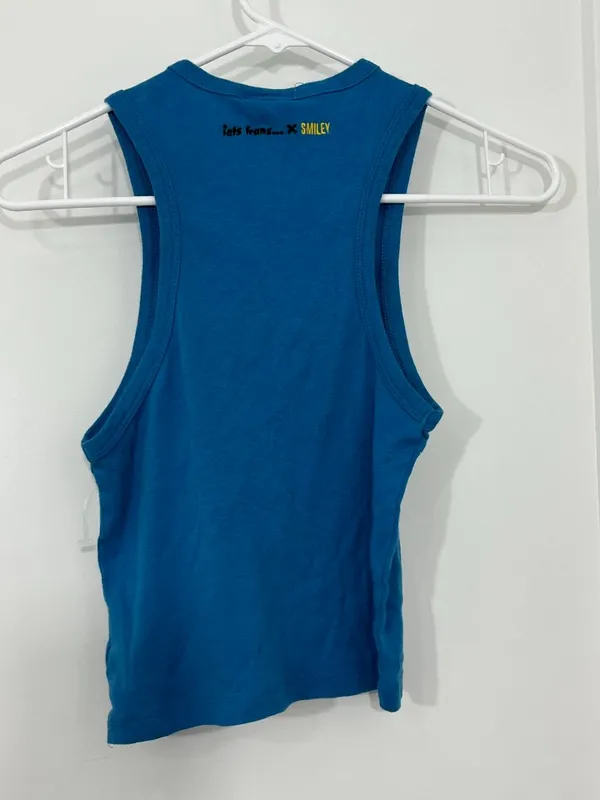 Smiley Small Blue Embroidered Tank Top - Image 7