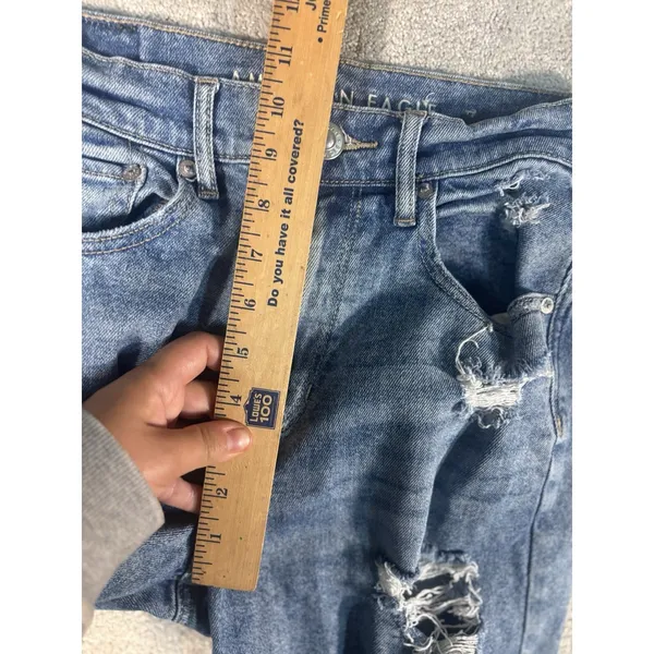 American Eagle Highest Rise 90s Boyfriend Jeans Womens 4 Reg Blue‎ Distressed - Image 11