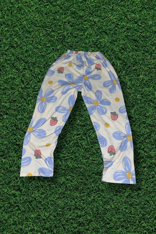 Womens Floral Pajamas Blue Size XL - Image 6