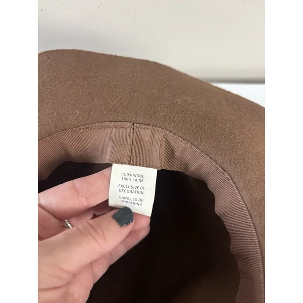 100% Wool Felt Brown Brim Hat Fedora Women’s O/S Western Boho - Image 5