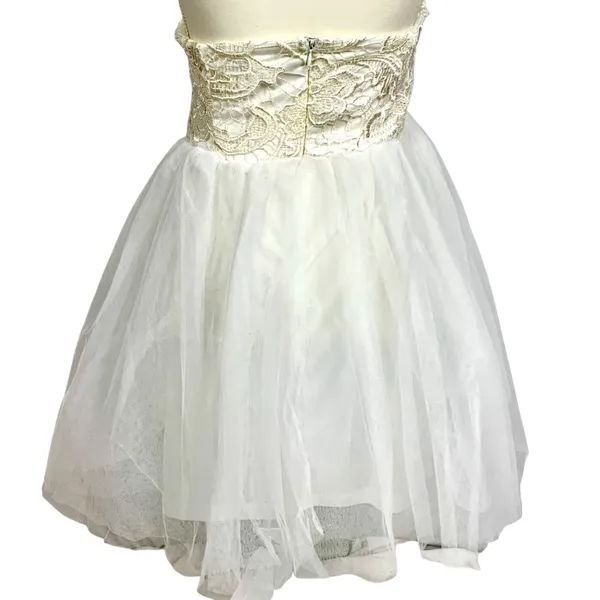Strapless White Lace Tulle Dress M New Coquette Fairy BalletCore Princess Whimsy - Image 5