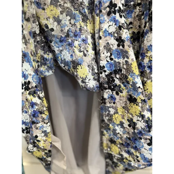 Lucky Brand Floral Elastic/Tie Waist Lined Maxi Dress Size XL V Neck Blue/Yellow - Image 5