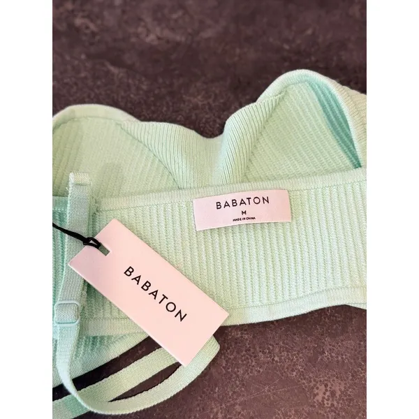 NWT Aritzia Babaton Womens Bra Green Sculpt Knit Ribbed Wireless Bralette Medium - Image 3